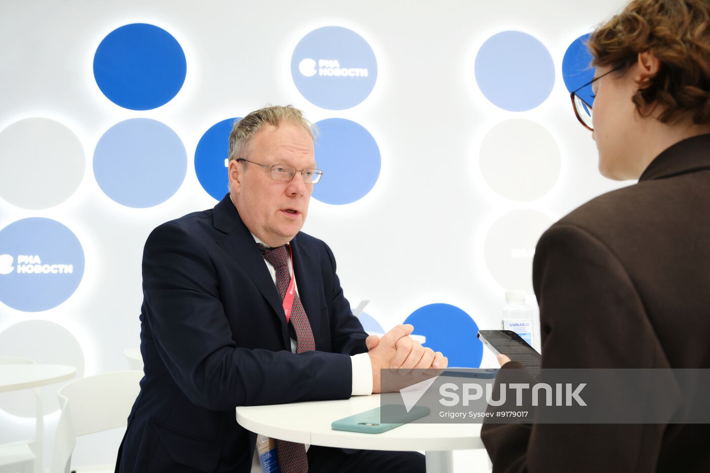 SPIEF-2026. RIA Novosti stand and Sputnik Radio studio