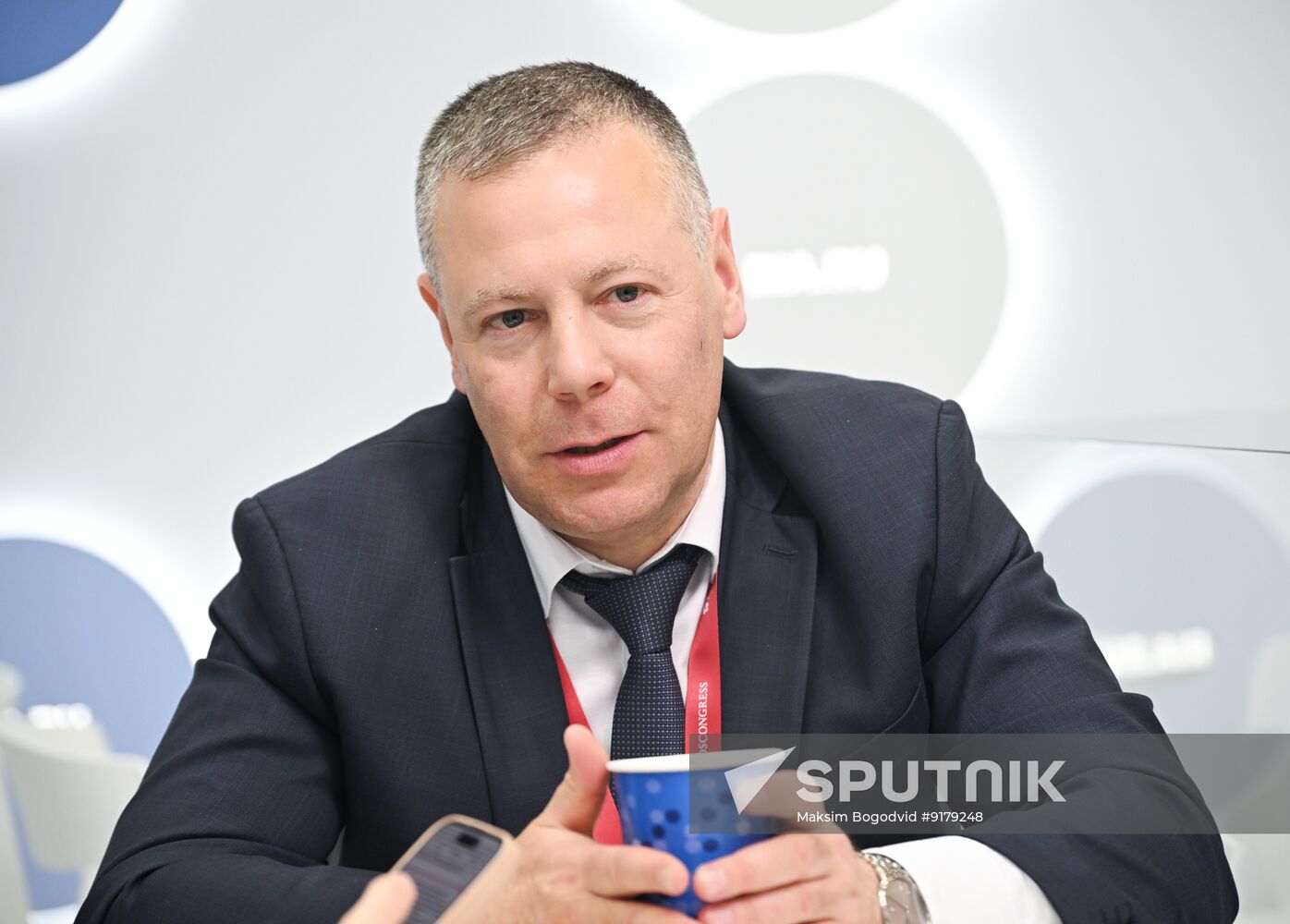 SPIEF-2026. RIA Novosti stand and Sputnik Radio studio