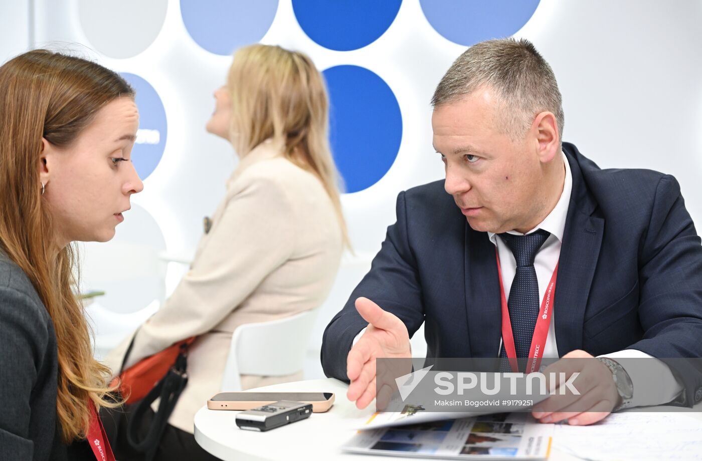 SPIEF-2026. RIA Novosti stand and Sputnik Radio studio