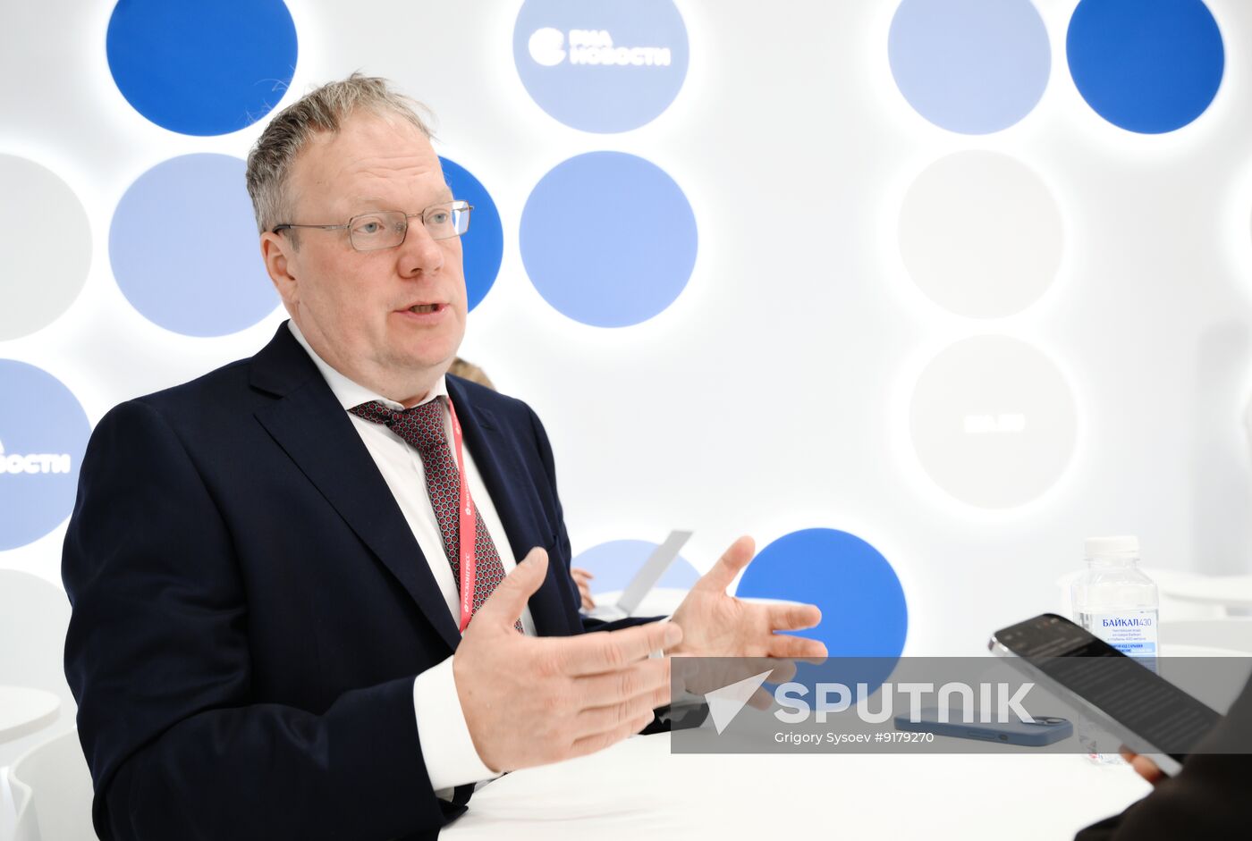 SPIEF-2026. RIA Novosti stand and Sputnik Radio studio