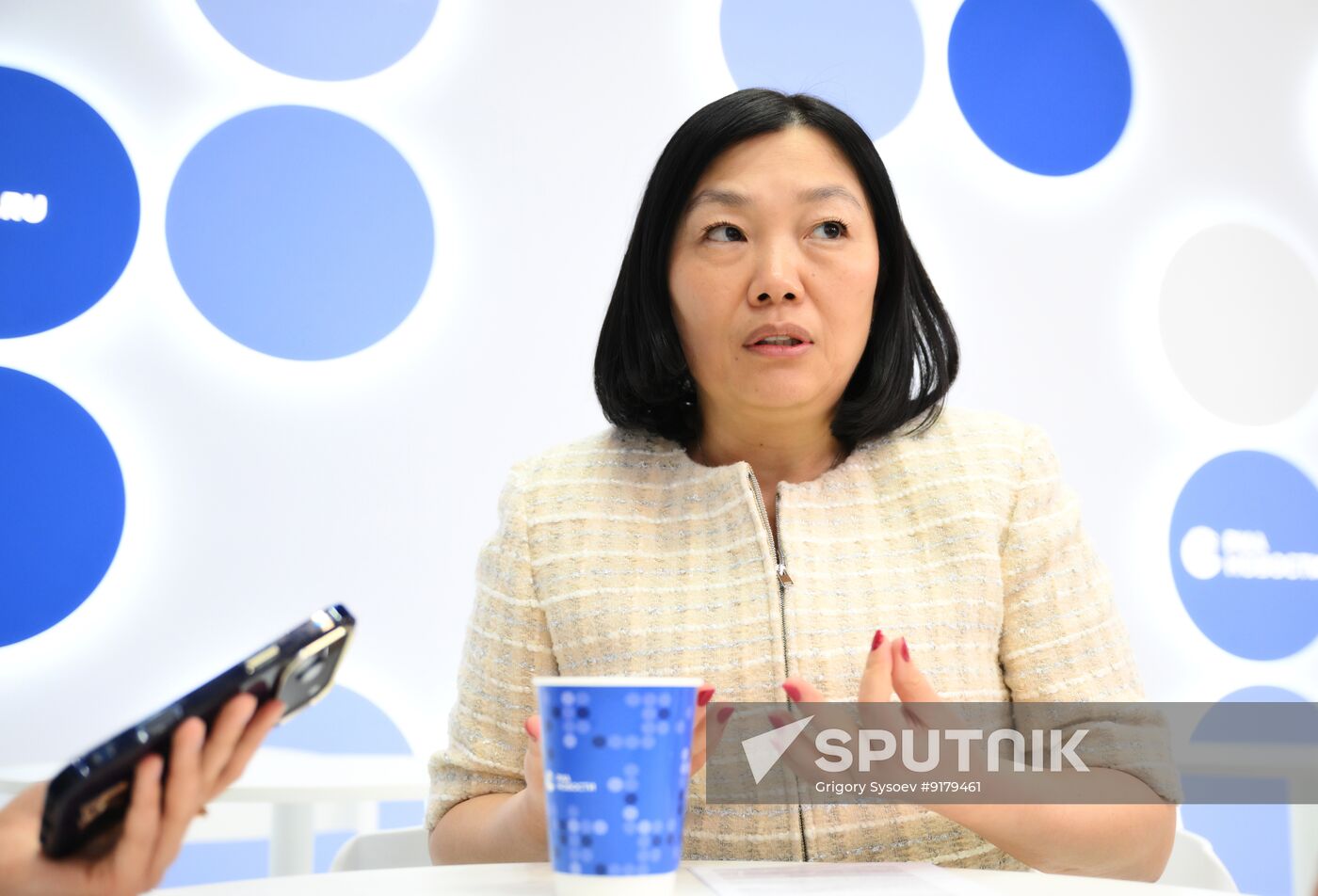 SPIEF-2026. RIA Novosti stand and Sputnik Radio studio