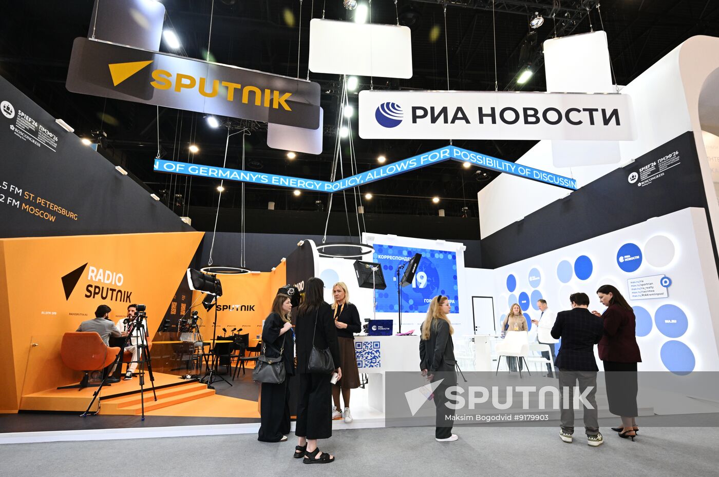 SPIEF-2026. RIA Novosti stand and Sputnik Radio studio