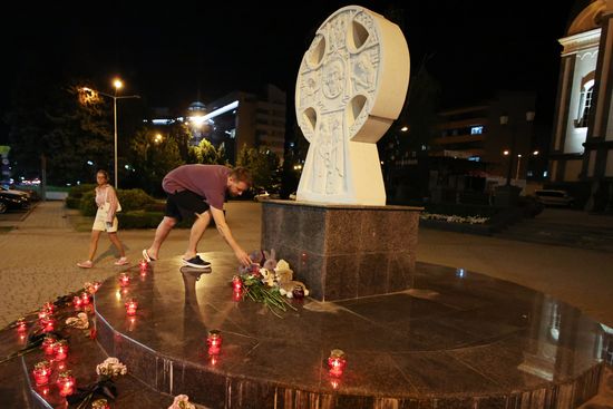 Russia Ukraine Drone Attack Makeshift Memorial
