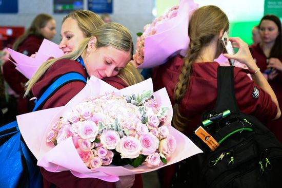 Russia European Aquatics Championships Team Arrival