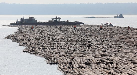 Russia Siberia Timber Rafting