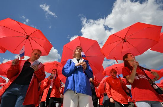Russia National Flag Day Preparations
