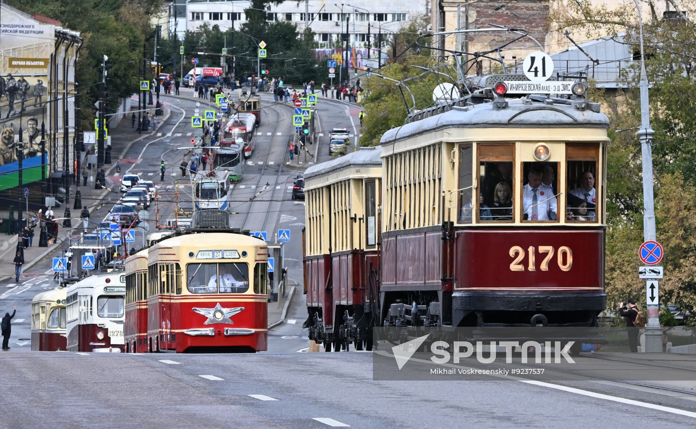 Russia Moscow City Day Tram Parade