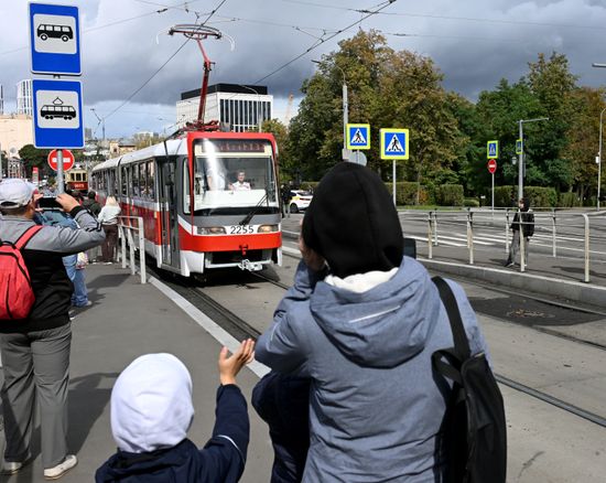 Russia Moscow City Day Tram Parade