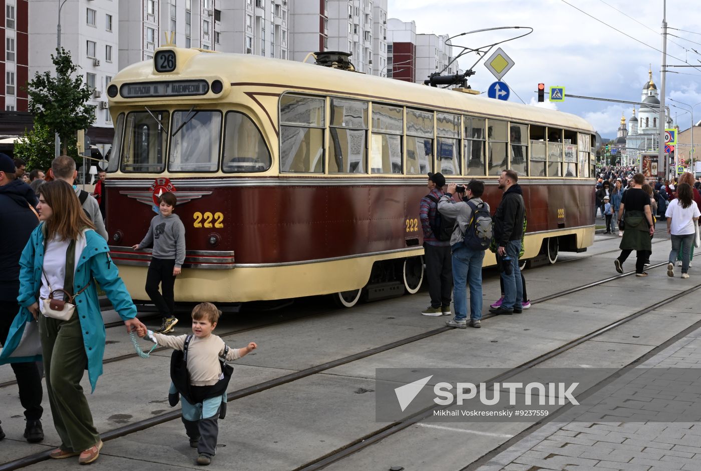 Russia Moscow City Day Tram Parade