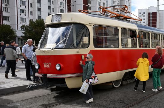 Russia Moscow City Day Tram Parade