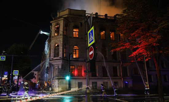 Russia St Petersburg Historic Building Fire