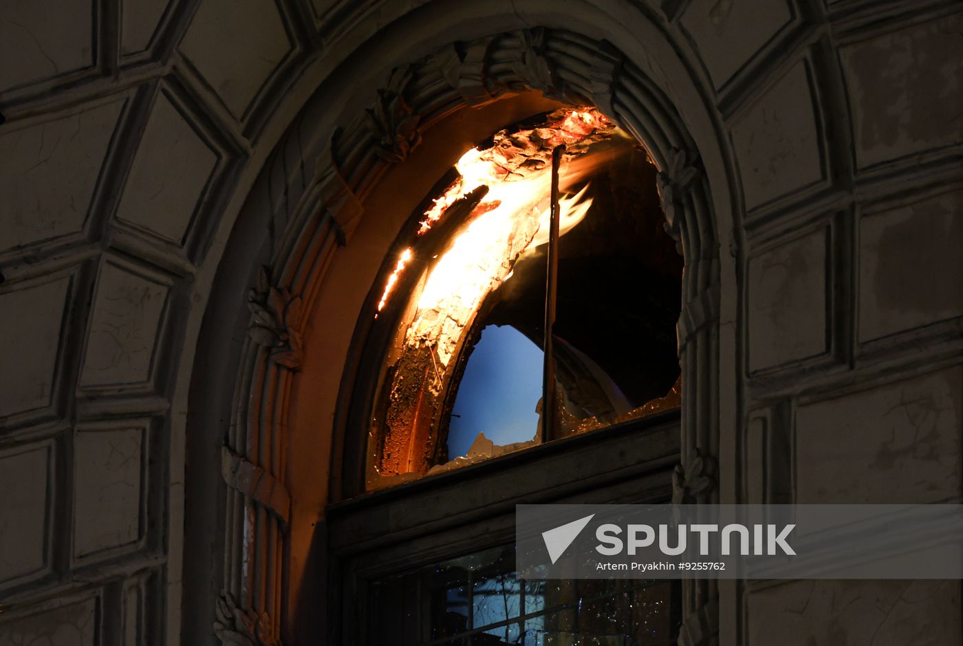 Russia St Petersburg Historic Building Fire