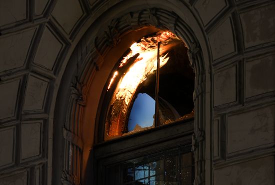 Russia St Petersburg Historic Building Fire