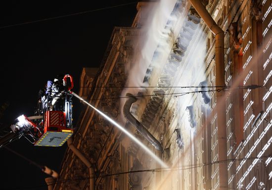 Russia St Petersburg Historic Building Fire