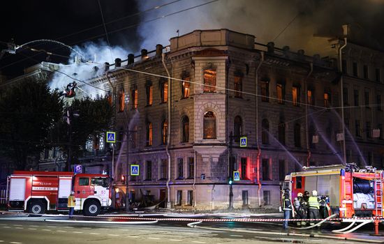 Russia St Petersburg Historic Building Fire