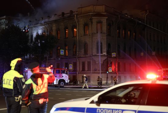 Russia St Petersburg Historic Building Fire