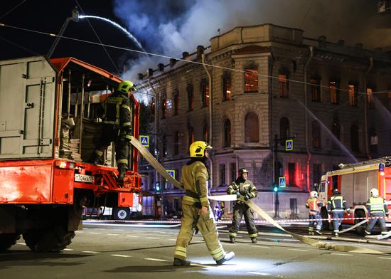 Russia St Petersburg Historic Building Fire