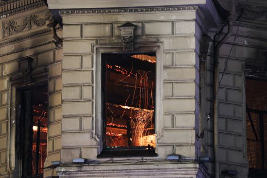 Russia St Petersburg Historic Building Fire