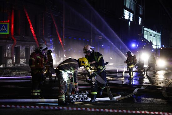 Russia St Petersburg Historic Building Fire