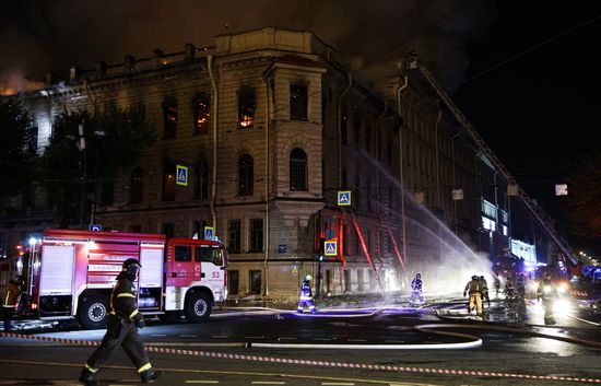 Russia St Petersburg Historic Building Fire