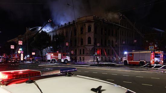 Russia St Petersburg Historic Building Fire