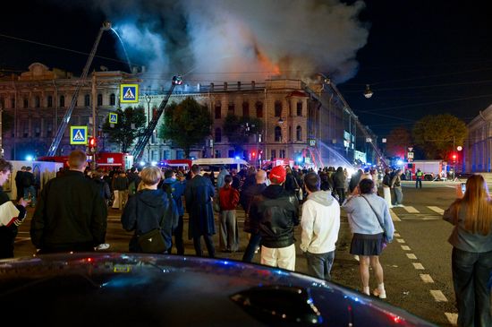 Russia St Petersburg Historic Building Fire