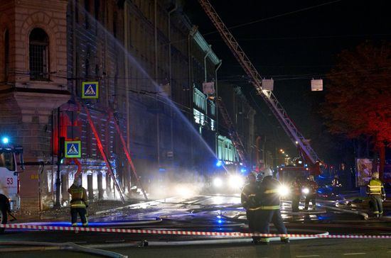 Russia St Petersburg Historic Building Fire