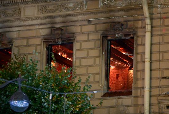 Russia St Petersburg Historic Building Fire