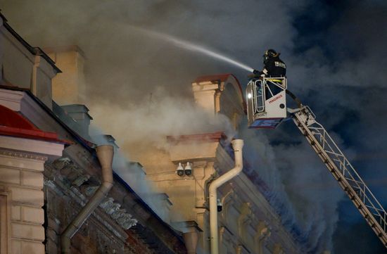 Russia St Petersburg Historic Building Fire