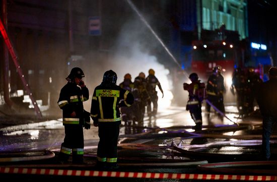 Russia St Petersburg Historic Building Fire