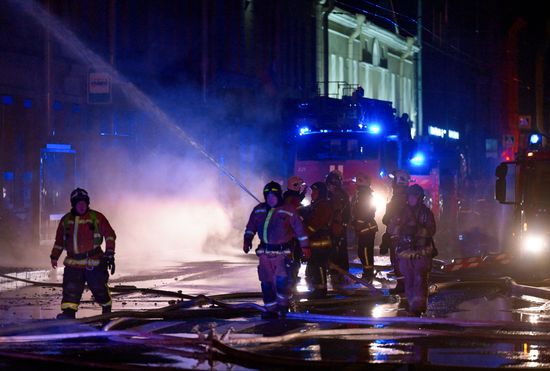 Russia St Petersburg Historic Building Fire
