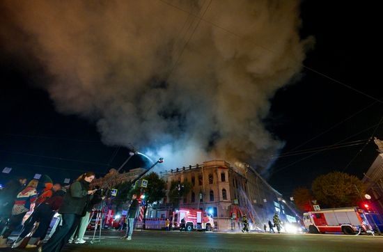 Russia St Petersburg Historic Building Fire