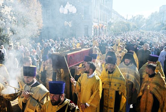 Russia Religion St Luke Relics Transfer