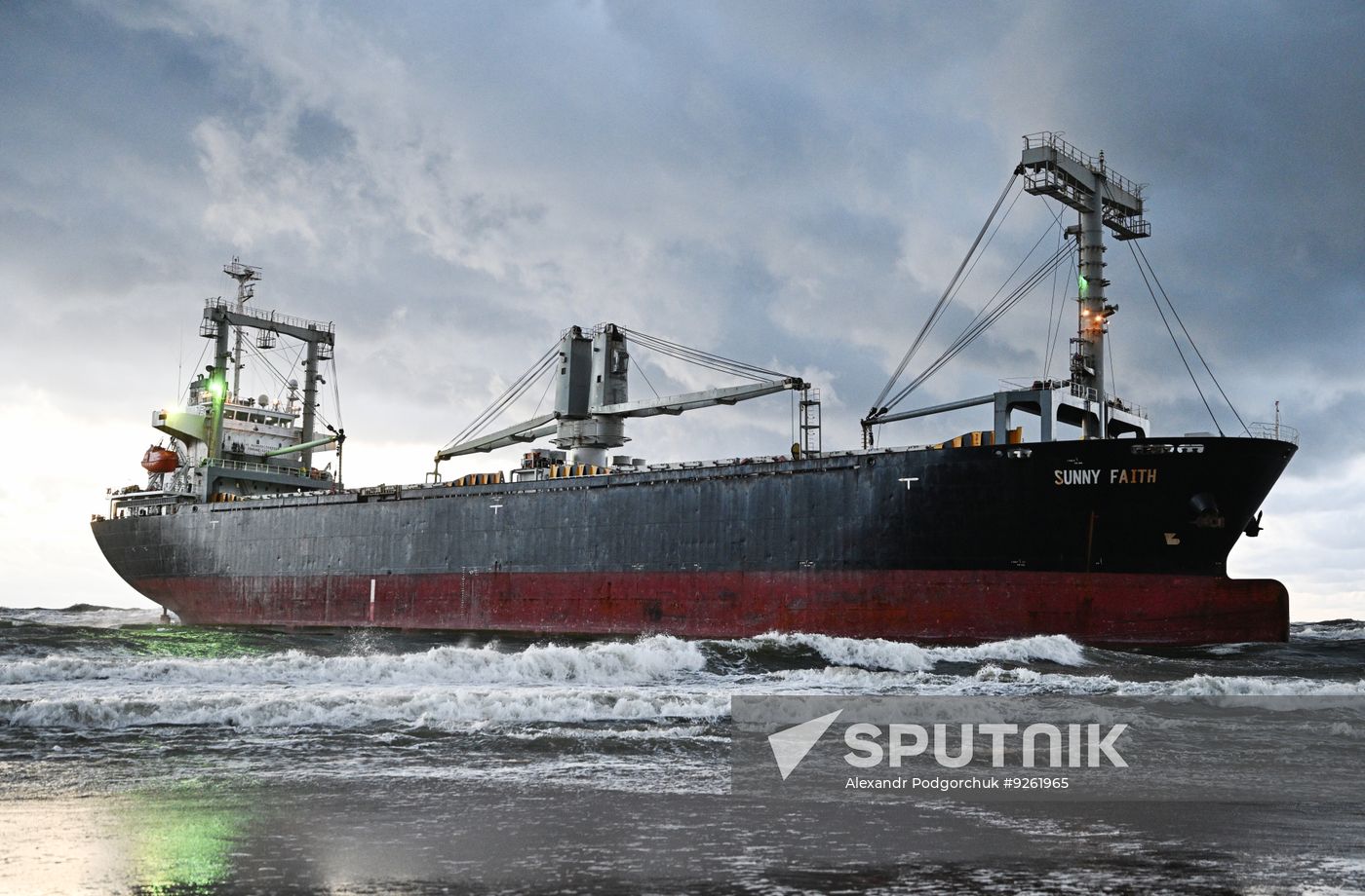 Russia Bahamian Cargo Ship Running Aground