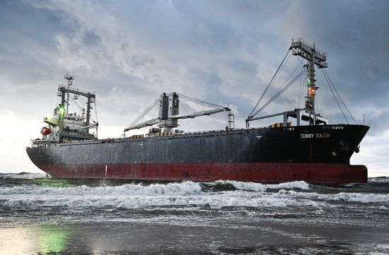 Russia Bahamian Cargo Ship Running Aground