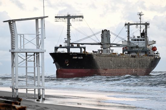 Russia Bahamian Cargo Ship Running Aground