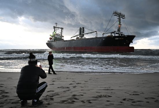 Russia Bahamian Cargo Ship Running Aground