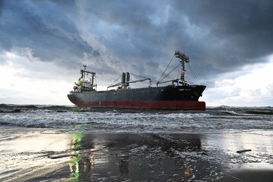 Russia Bahamian Cargo Ship Running Aground