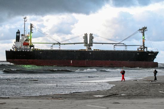 Russia Bahamian Cargo Ship Running Aground