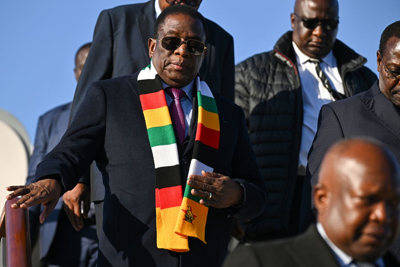 President of Zimbabwe Emmerson Mnangagwa arrives in Moscow