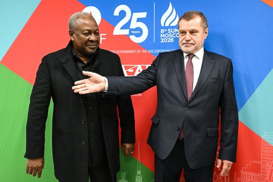 President of the Republic of Ghana John Dramani Mahama arrives in Moscow