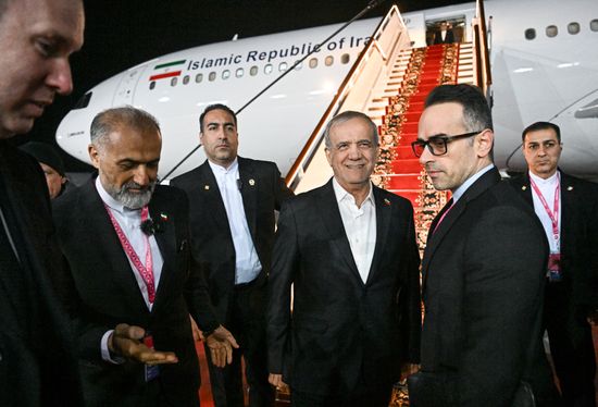 President of the Islamic Republic of Iran Masoud Pezeshkian arrives in Moscow