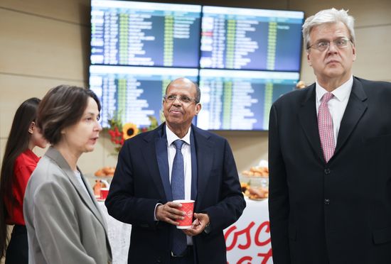 Chair of the African Union Commission Mahmoud Ali Youssouf arrives in Moscow