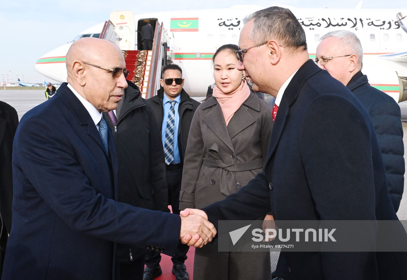 President of the Islamic Republic of Mauretania Mohamed Ould Sheikh El-Ghazouani arrives in Moscow