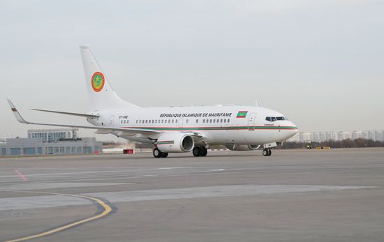 President of the Islamic Republic of Mauretania Mohamed Ould Sheikh El-Ghazouani arrives in Moscow