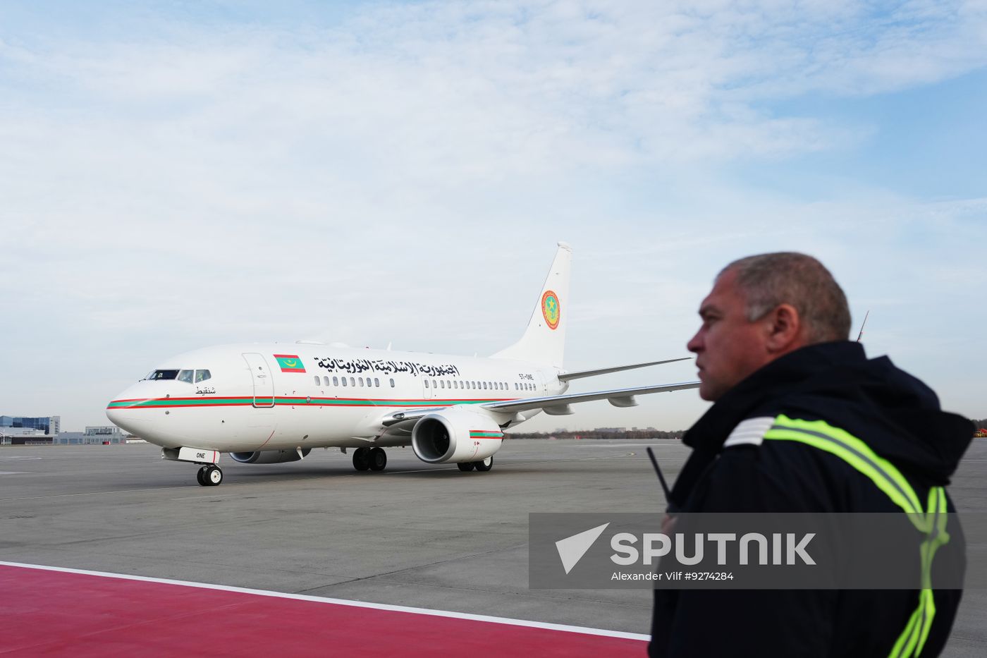 President of the Islamic Republic of Mauretania Mohamed Ould Sheikh El-Ghazouani arrives in Moscow
