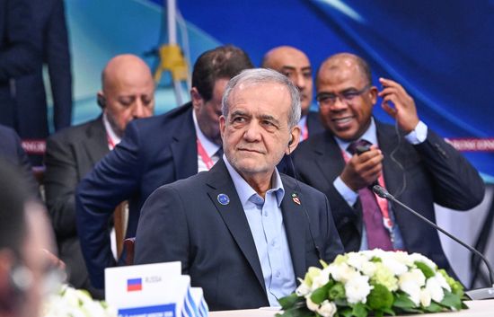 President of Iran Masoud Pezeshkian takes part in the plenary session of the 8th Summit of the Gas Exporting Countries Forum in Moscow. Location: Russia, Moscow. Author: Maksim Bogodvid/Sputnik. GECF Summit. Plenary session