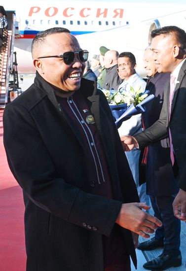 President of Madagascar Michael Randrianirina arrives in Moscow