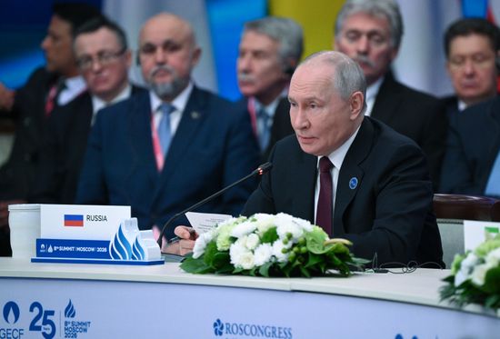 President of Russia Vladimir Putin at the plenary session of the 8th Summit of the Gas Exporting Countries Forum in Moscow. Location: Russia, Moscow. Author: Kirill Zykov/Sputnik. GECF Summit. Plenary session