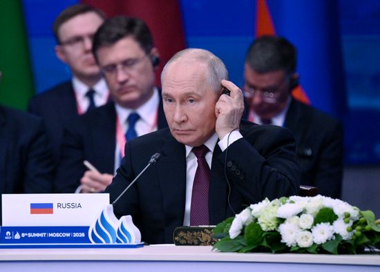 President of Russia Vladimir Putin at the plenary session of the 8th Summit of the Gas Exporting Countries Forum in Moscow. Location: Russia, Moscow. Author: Kirill Zykov/Sputnik. GECF Summit. Plenary session